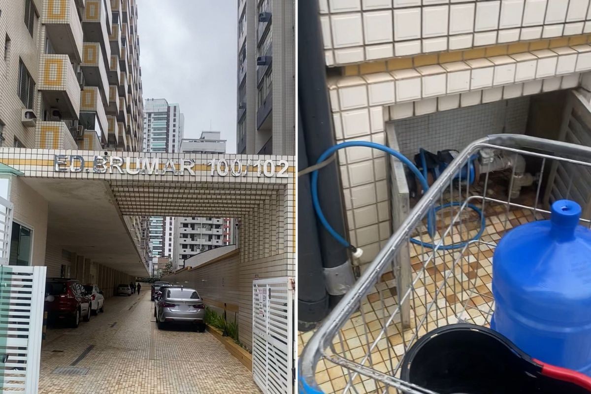 Água contaminada por esgoto afeta prédio em Santos